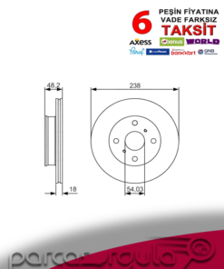 Bosch Fren Diski Ön 238MM Havalı Corolla 1,3 1993-1998 (0986479R75)