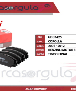 Trw Fren Balatası Ön Corolla Benzinli 2007-2012 (GDB3425)