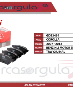 Trw Fren Balatası Arka Corolla Benzinli 2007-2012 (GDB3454)