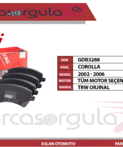 Trw Fren Balatası Ön Corolla Benzinli Ve Dizel  2002-2006 (GDB3288)
