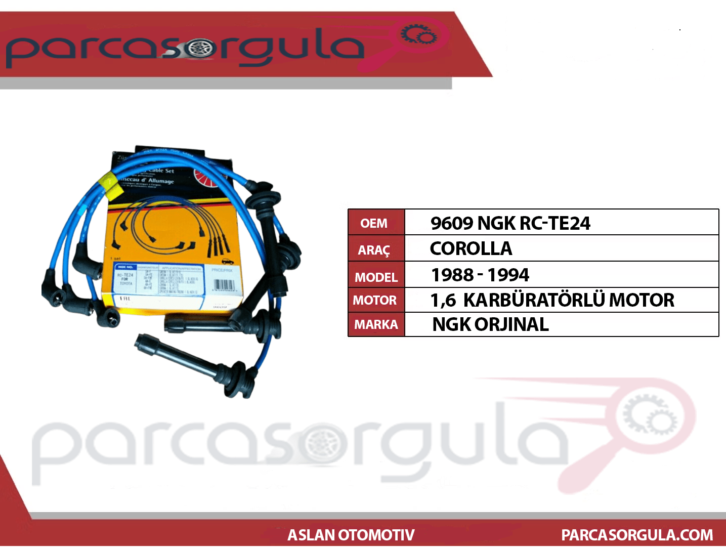 Ngk Buji Kablo Takımı Corolla 1,6 Karbüratörlü 4AF 1988-1994 (9609 NGK RC_TE24)