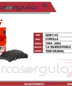 Trw Ön Fren Balata Takımı Corolla 1,6 Enjeksiyonlu 1994-2002 (GDB1143)
