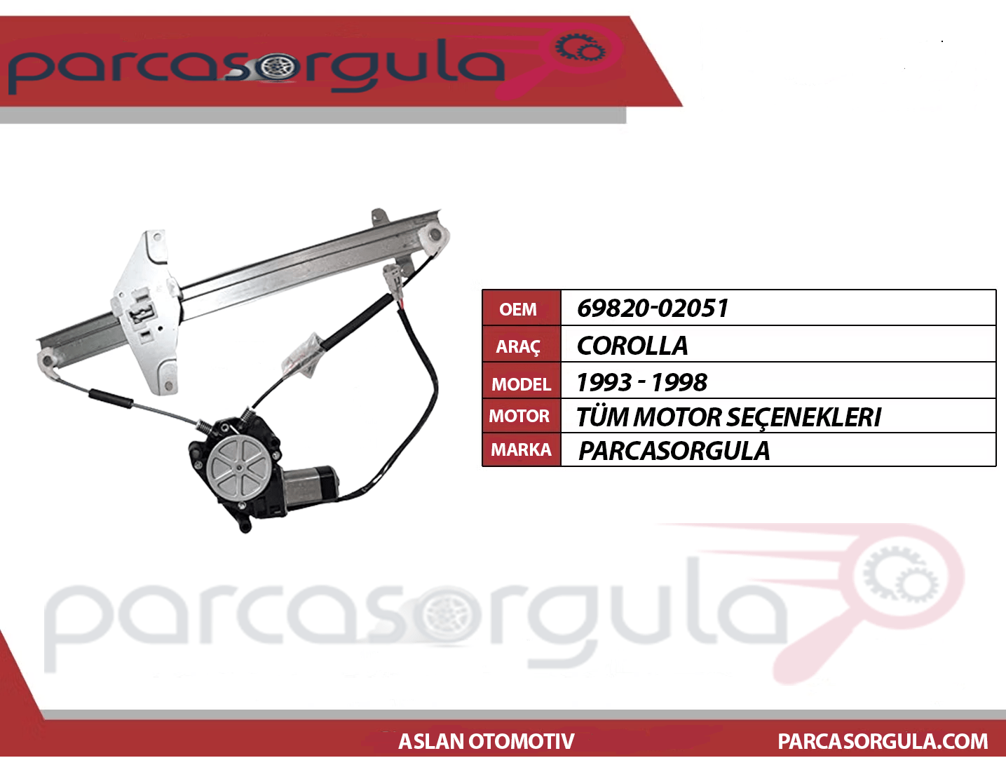 Cam Krikosu Ön Sol Motorlu Corrolla 1993-1998 (CKR151)