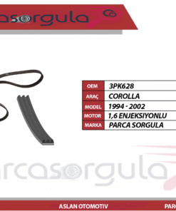 Direksiyon Pompa Kayışı Corolla 1,6 Enjeksiyonlu 4AFE 1994-2002 (3PK628)