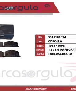 Fren Balatası Ön Corolla 1,6 1988-1994 /Corolla 1,3  1988-1998 Karbüratörlü