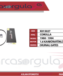 Gates Triger Seti Corolla 1,6 Karbüratörlü 1988-1994 (K015027)