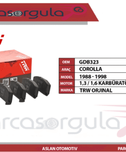 Trw Fren Balatası Ön Corolla 1,6 1988-1994 /Corolla 1,3  1988-1998 Karbüratörlü ( GDB323 )
