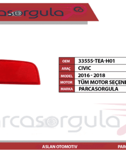 Tampon Reflektör Arka Sol Civic 2016-2018